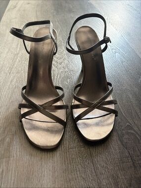 Pierre Dumas Gunmetal Strappy Slingback Heels